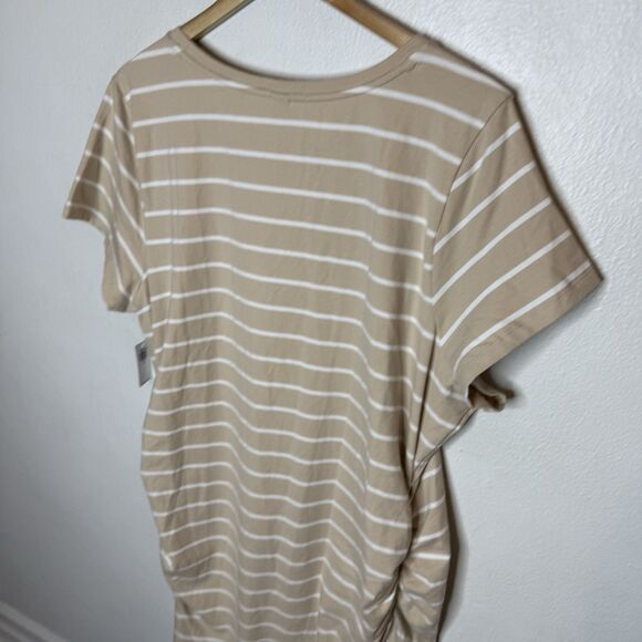 New Old‎ Navy Maternity Striped Beige White Midi Bodycon Dress Women’s XXL - Picture 6 of 7